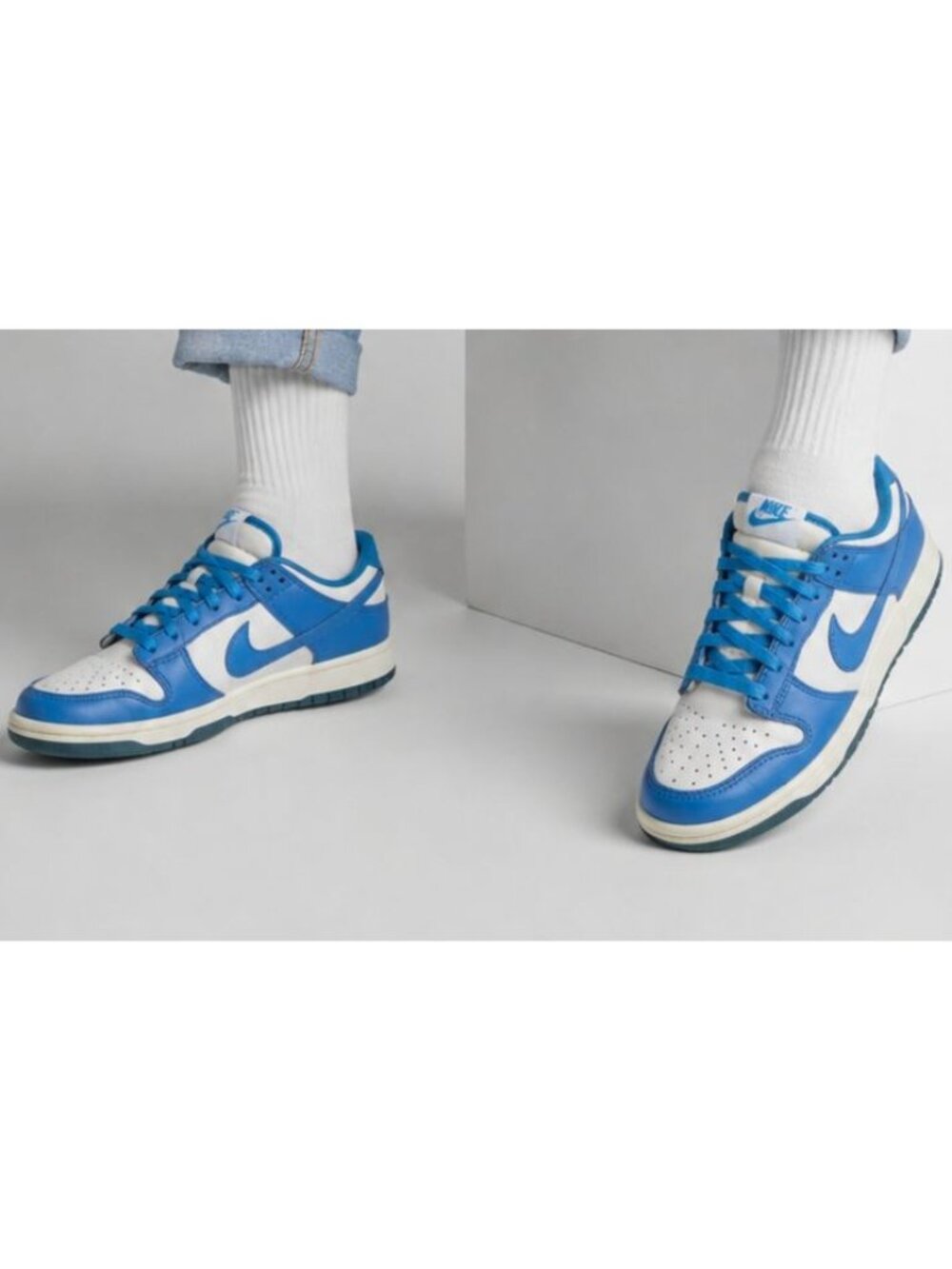 Nike Dunk Low Retro UNC Blue/White Youth Shoes Size 5Y Pre-Owned